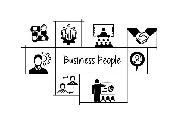 商务人士相关的手绘横幅设计矢量插画图片下载