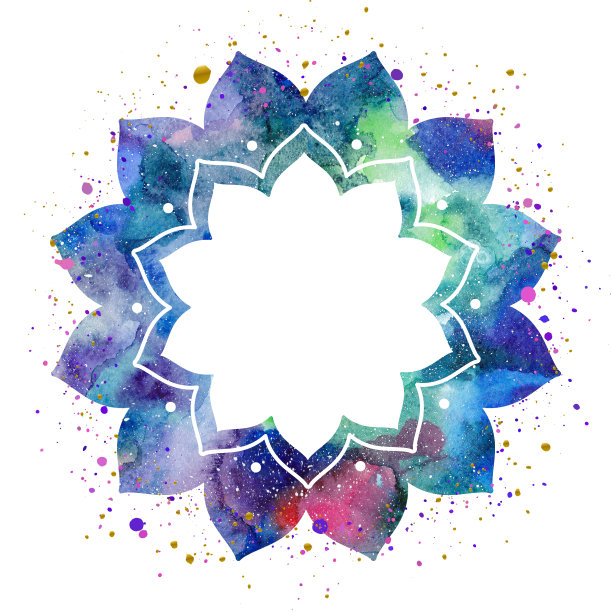 水彩明亮的曼陀罗框架图片下载
