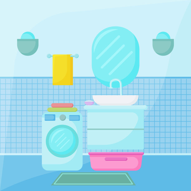 平面风格的矢量室内插图。浴室家具。浴室内。矢量图图片下载