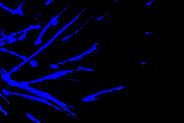 蓝色彩色荧光飞溅和条纹在黑色背景，艺术抽象纹理，抽象颜色，抽象纹理图片下载