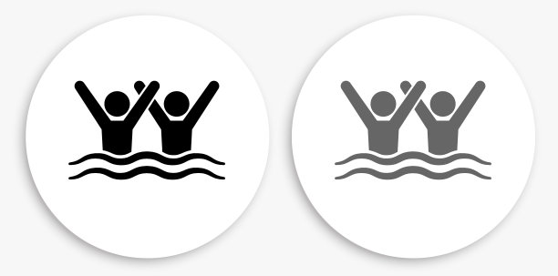 游泳黑白圆形图标图片下载