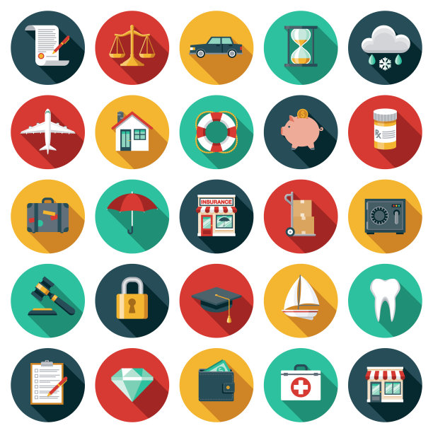 保险办事处图标套装图片下载