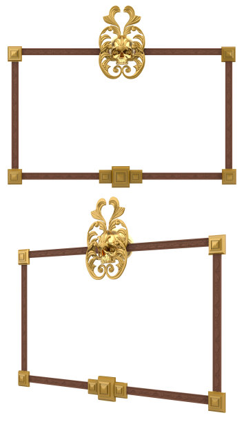 孤立的3d渲染插图木制哥特式巴洛克古董相框。图片下载