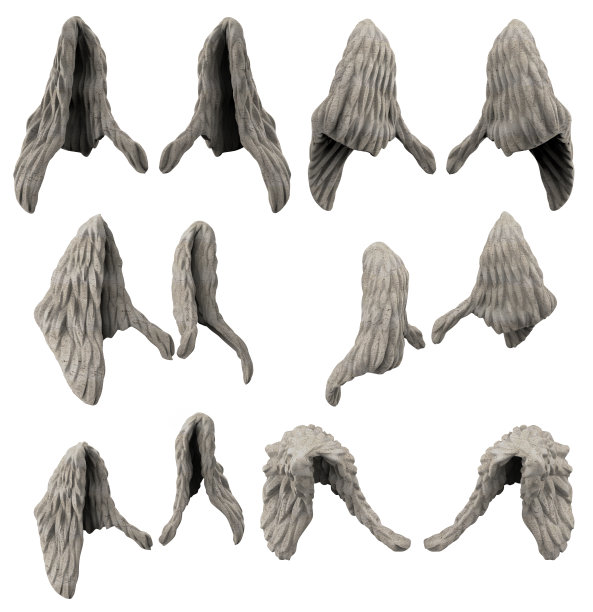 孤立的3d渲染插图的石头雕像折叠天使翅膀。图片下载
