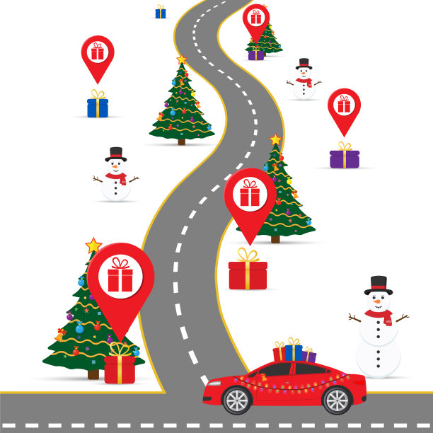 圣诞信息图形模板与道路图片下载