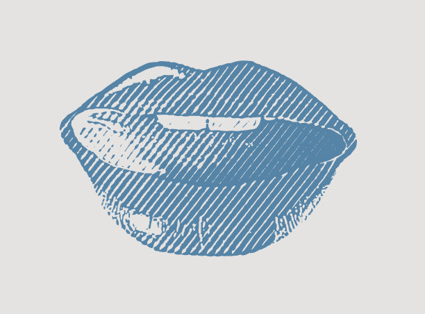 矢量雕刻的女人舔嘴唇图片下载