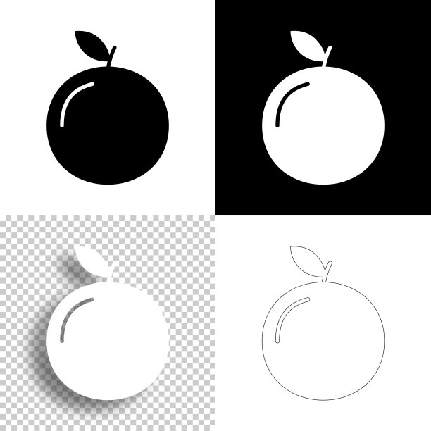 橙色。图标设计。空白，白色和黑色背景-线图标图片下载