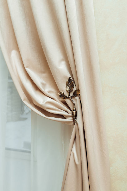 窗帘织物丝绸象牙在内部图片下载