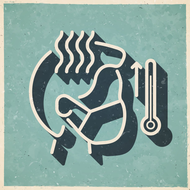 高烧患者。复古风格的图标-旧的纹理纸图片下载