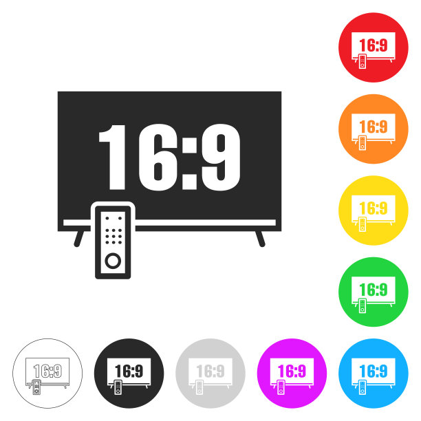 宽屏- 16.9。彩色按钮上的图标图片下载