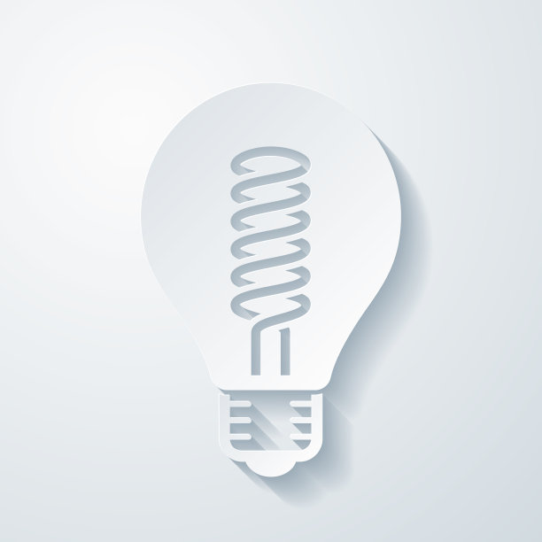 螺旋灯丝灯泡。空白背景上剪纸效果的图标图片下载