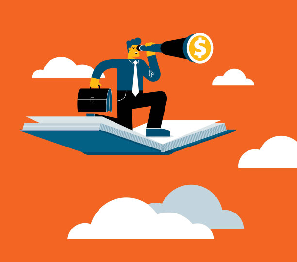 商人在飞行书上使用望远镜图片下载