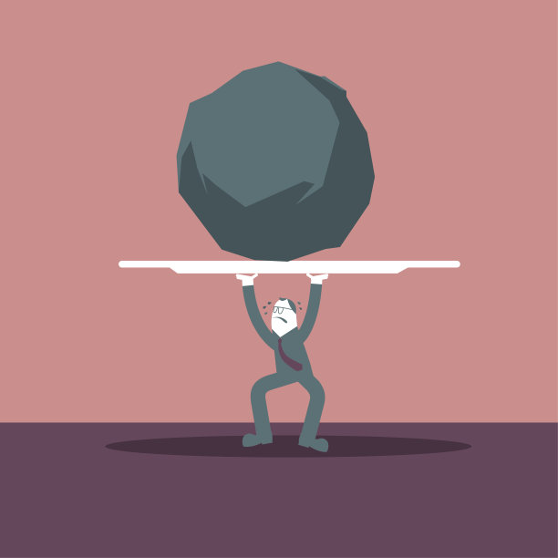 一个人举起了盘子里的石头。图片下载