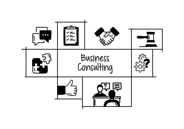 商业咨询相关手绘横幅设计矢量插画图片下载