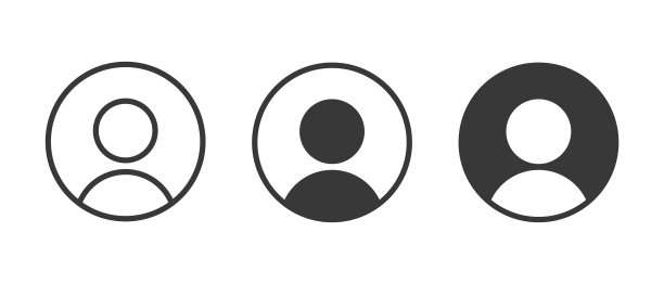 用户配置文件矢量图标设置。头像，登录，帐户圈符号的应用程序和网站图片下载