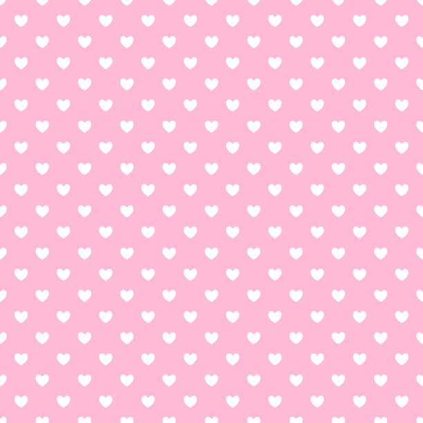 小的白色心在粉红色的背景无缝模式图片下载