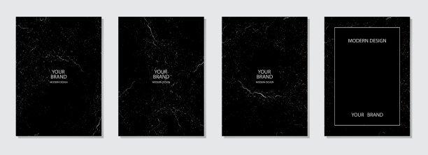 现代封面，文字的地方。时尚的黑色背景与垃圾摇滚大理石纹理(裂纹)。收集目录、宣传册的垂直原始模板。图片下载