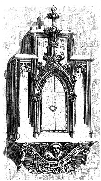 古董雕刻插图，文明:神龛，玛丽亚盖世德教堂，维也纳图片下载