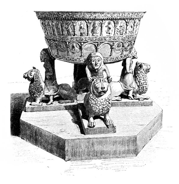 12世纪德国不来梅大教堂的黑色和白色浮雕线条块印刷古青铜字体图片下载