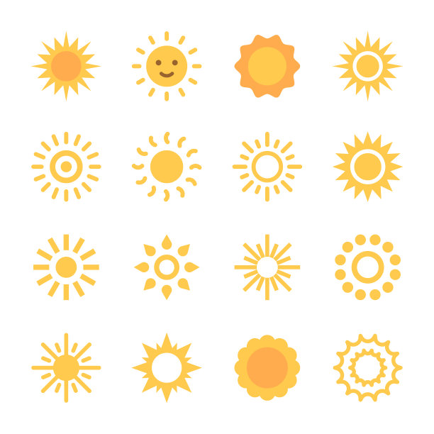 太阳，日出，日落，Sunburst图标。像素完美。设计元素。移动和网络。图片下载