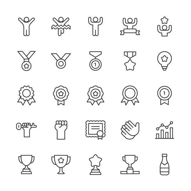 成功线图标。可编辑的中风。像素完美。移动和网络。包含诸如商业，事业，社区，核心价值，友谊，目标，成长，握手，投资，领导，管理，动机，战略，团队合作等图标。图片下载