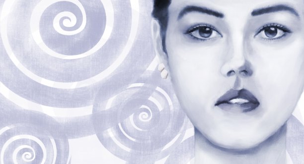 一名年轻女子的肖像与亚洲和欧洲的根源，装饰包括太阳的象征图片下载