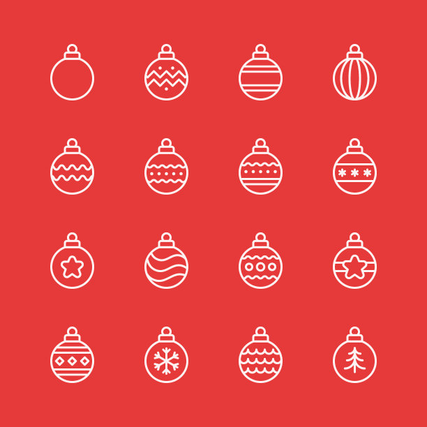 圣诞装饰物系列图标。像素完美。移动和网络。包含圣诞装饰，圣诞卡，复古风格，装饰，雪花，庆祝，圣诞装饰，装饰，星星，球，缎带，小装饰品，圣诞小装饰品。图片下载