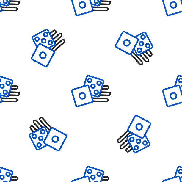 Line Game骰子图标隔离无缝模式上的白色背景。赌场赌博。色彩斑斓的轮廓的概念。向量图片下载