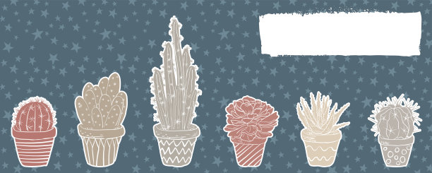 可爱的手绘仙人掌背景图片下载