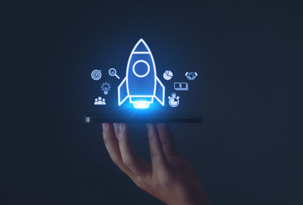 智能泡沫上的火箭图标图片下载