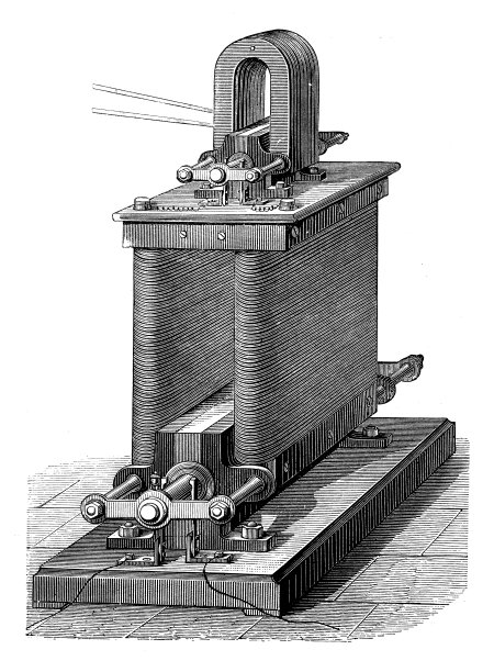 古董插图，物理原理和实验，电和磁:王尔德机器图片下载
