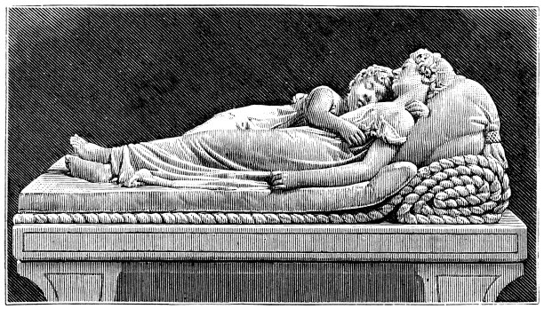 19世纪英国利奇菲尔德大教堂里弗朗西斯·钱特雷的《熟睡的孩子》图片下载