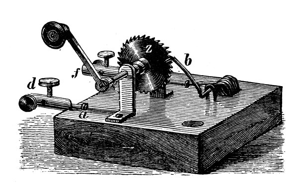古董插图、物理原理与实验、电磁学:开关图片下载