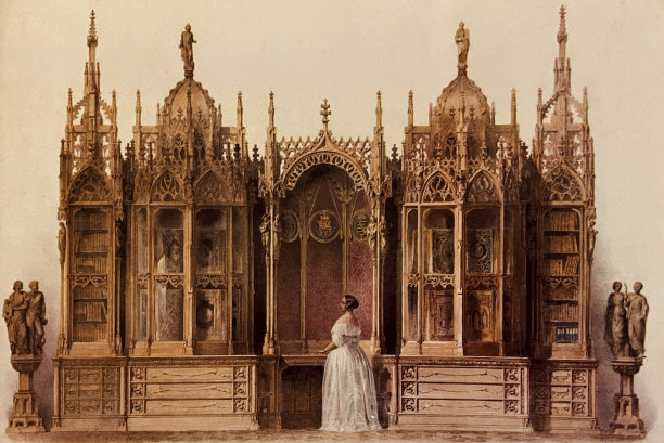 新哥特式木制书架(1851年图片下载