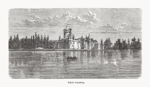 奥地利拉克森堡城堡的弗兰岑斯堡，木刻，1893年出版图片下载