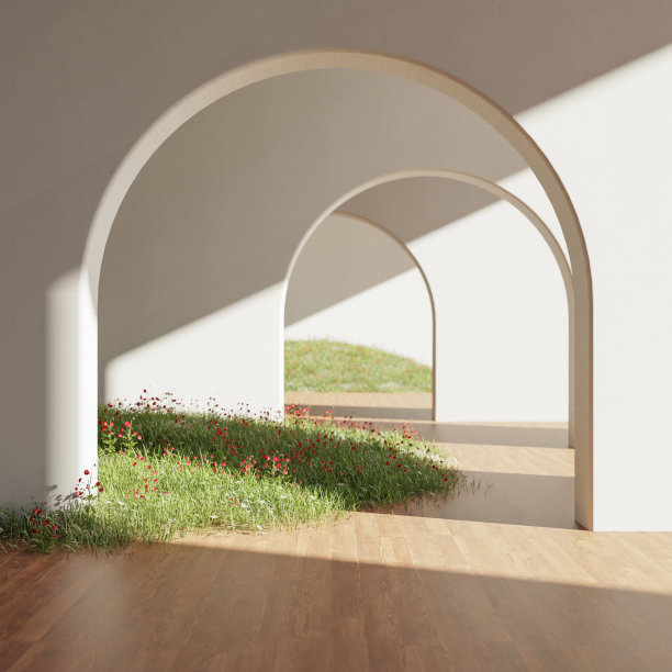 建筑内部背景与木地板图片下载