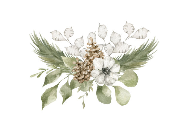 水彩冬天花束图片下载