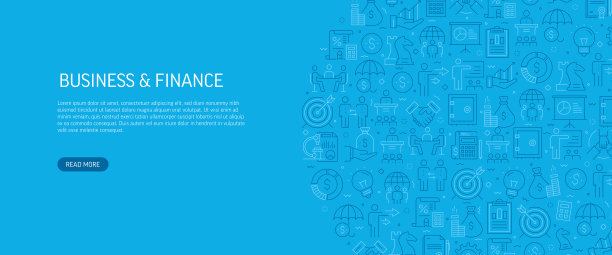 商业和金融相关的旗帜设计与模式。现代线条风格图标矢量插图图片下载