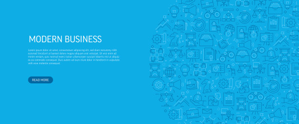 现代商业相关旗帜设计与模式。现代线条风格图标矢量插图图片下载