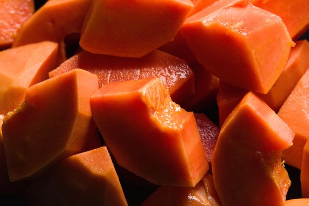 切碎的成熟木瓜特写图片下载