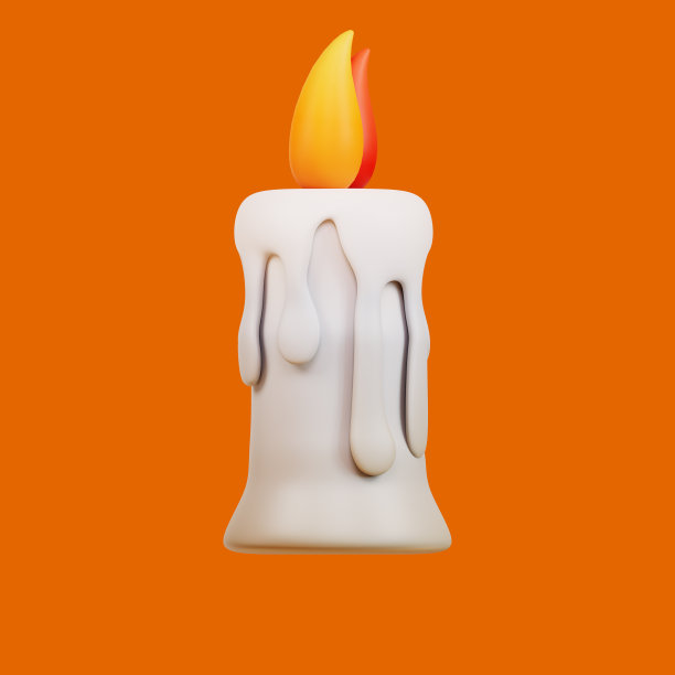 橙色背景上的万圣节蜡烛图片下载