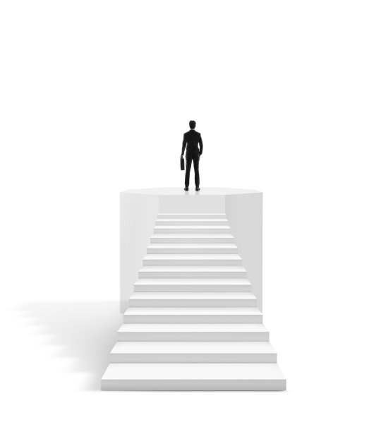 成功的商人站在八角形基座上。经营理念图片下载