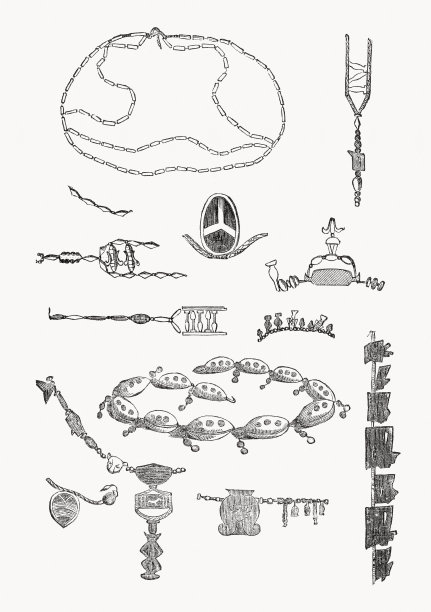 1862年出版的古埃及珠宝木刻图片下载