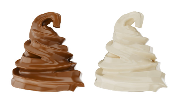 巧克力和牛奶冰淇淋的特写:奶油冰淇淋的夹心部分。3 d渲染。图片下载