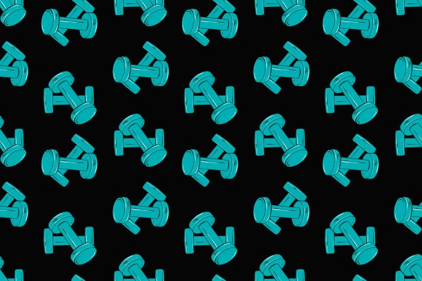 哑铃无缝图案。运动背景，手绘插图图片下载