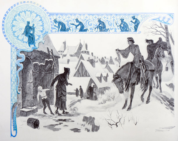 古董插图:皇家卫士寻找可怜的孩子图片下载