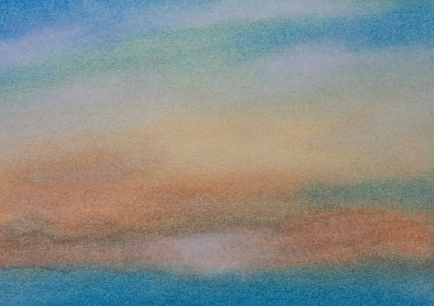 抽象日出云天空水彩背景。手绘绘画艺术。图片下载