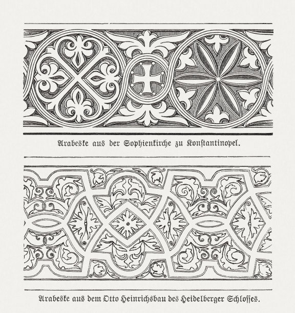 阿拉伯图案，木刻，出版于1893年图片下载