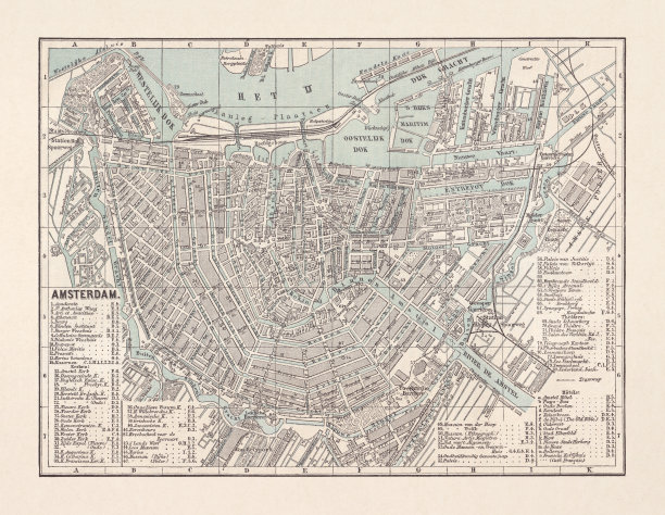 1893年出版的荷兰阿姆斯特丹历史城市地图图片下载