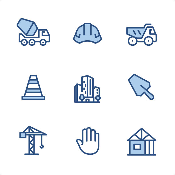 建筑——像素完美的蓝色图标图片下载